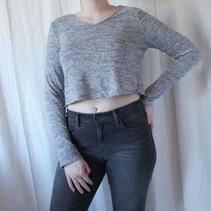 Long Sleeve Marled Grey Sweater